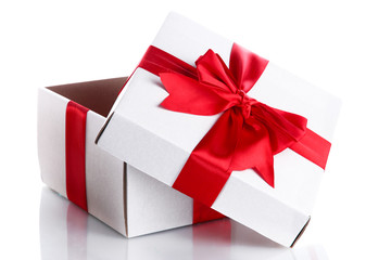 gift box with red ribbon, isolated on white