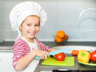 Little girl preparing healthy food