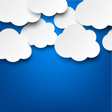 Paper white clouds on blue.