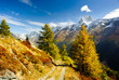 Bietschorn mountain peak in autumn with hiking trail