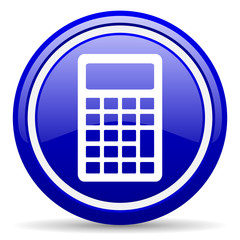 Poster - calculator blue glossy icon on white background