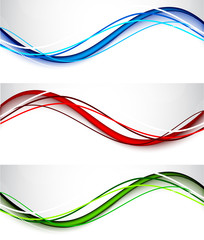 Poster - Set of wavy banners