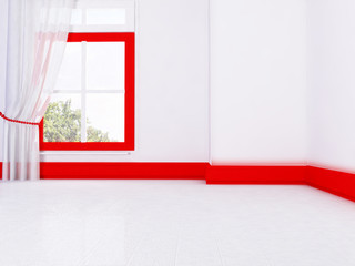 empty room in red and white colors