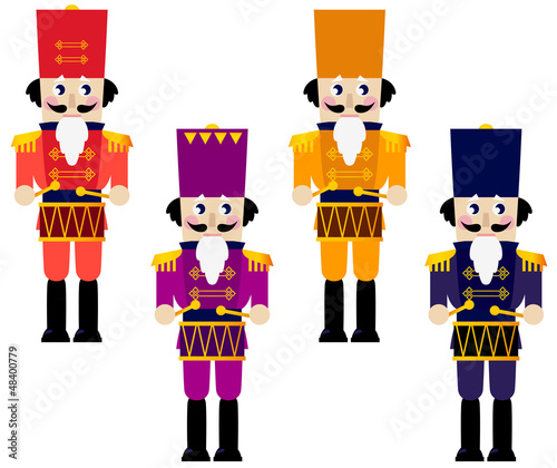 Naklejka - mata magnetyczna na lodówkę Colorful retro Nutcrackers set isolated on white