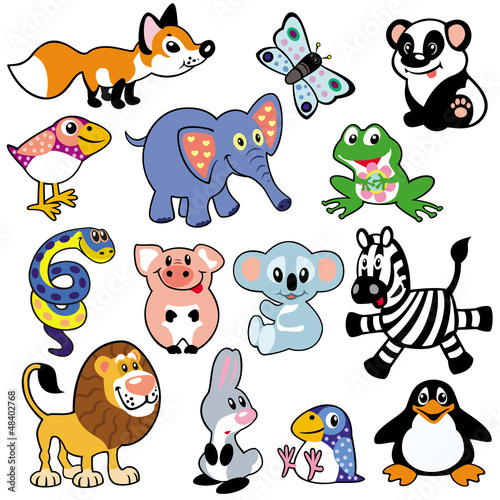 Naklejka dekoracyjna set with simple childish animals