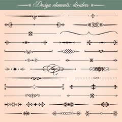 Wall Mural - calligraphic design elements, dividers and dashes