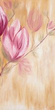 Oil Painting Of Spring Magnolia Flowers