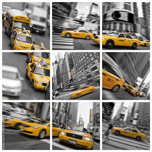 Naklejka dekoracyjna Collage carré taxis à New York - USA