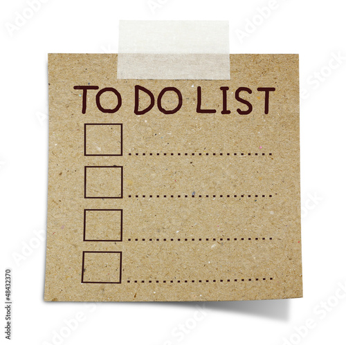 Fotografie, Obraz hand draw to do list on note taped recycle paper