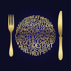 Fototapete - Set of cutlery icons.  Typography