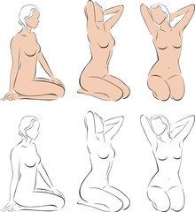 Poster - Stylized figures of nude women 2