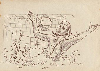 Sticker - water polo - hand drawing