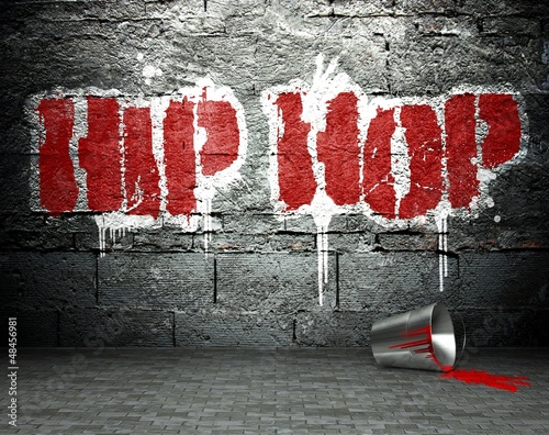 Naklejka - mata magnetyczna na lodówkę Graffiti wall with hip hop, street background