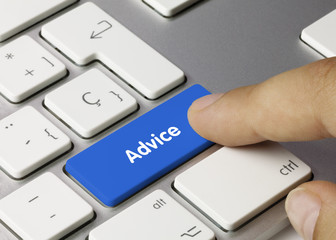 Canvas Print - Advice keyboard key. Finger