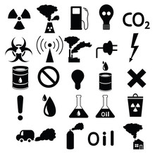Set Of Icons: Pollution, Industrial, Hazardous
