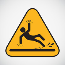 Wet Floor Caution Sign. Vector Illustration.