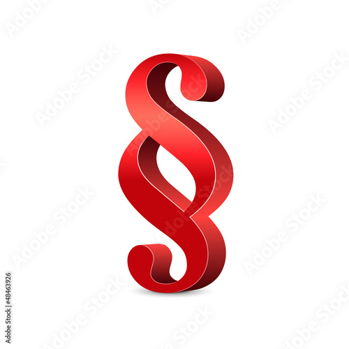 Fotografie, Obraz Paragraph – 3D Paragraphenzeichen in rot