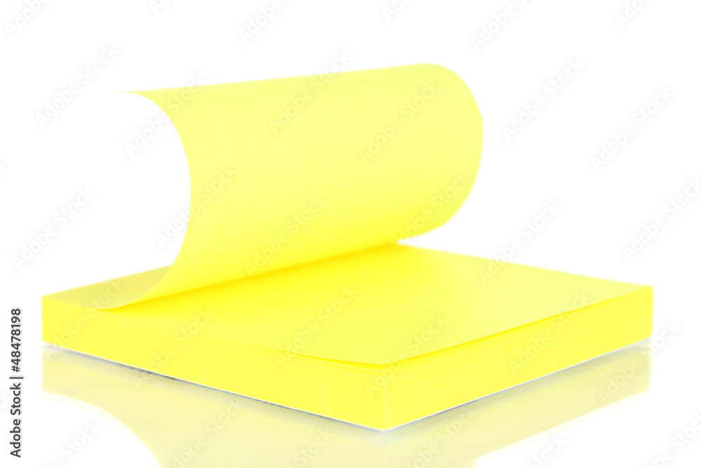 Yellow sticky notes isolated on white
