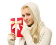 © lenets_tan - Woman with gift,isolated on white background