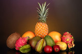 Fototapeta Kuchnia - Composition of exotic fruits on colorful background