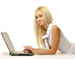 © lenets_tan - Portrait of a happy young business woman lying