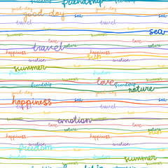 Seamless hand write stripe pattern with words