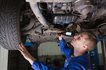 Poster - Mechanic examining car