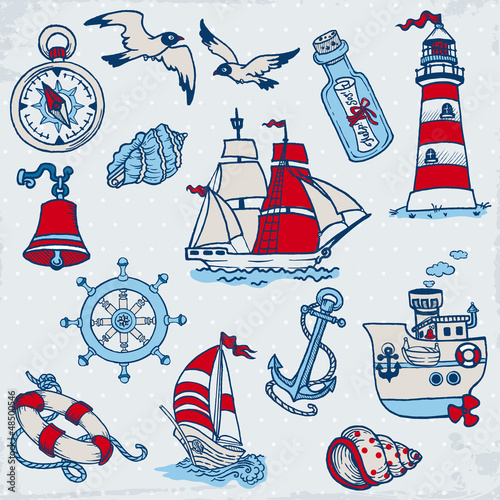 Naklejka dekoracyjna Nautical Sea Design Elements -for scrapbook and design in vector