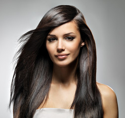 Wall Mural - beautiful woman with long straight hair