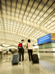 Sticker - Passengers walk at the Beijing International Airport