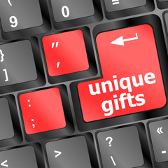 Poster - Gift concepts or buying a gift online, message on keyboard