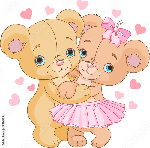 Naklejka na szafę Teddy bears in love