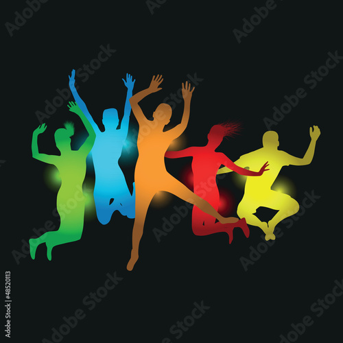 Fototapeta dla dzieci colourful people jumping