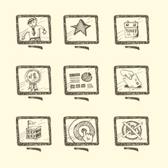 Wall Mural - hand drawn business icon set