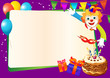 birthday decorative border with cake and clown