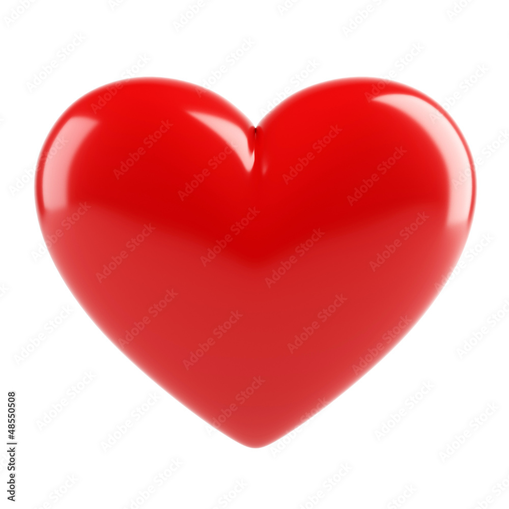 3d red glossy heart isolated on white background Stock Illustration ...