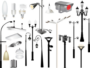 Wall Mural - set of lighting equipmen isolated on white