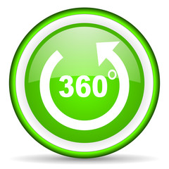 Poster - 360 degrees panorama green glossy icon on white background