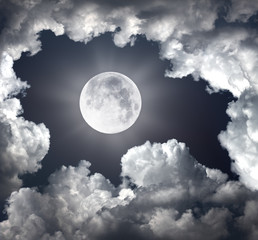 Wall Mural - night sky with moon and clouds
