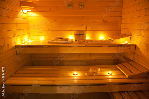 Naklejka na drzwi interior of a finnish sauna