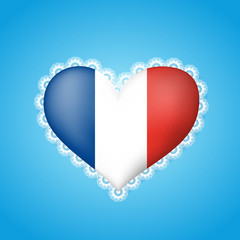 Wall Mural - Heart shape flag of France with lace