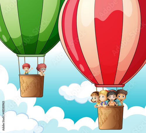 Foto-Flächenvorhang ohne Schienensystem - Hot air balloons flying (von GraphicsRF)