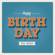 © New Corner - Happy birthday card. Retro vintage. Typography font type