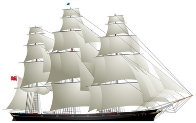 Wall Mural - Clipper sailing ship, tea clipper