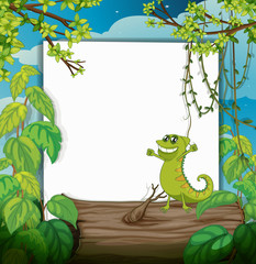 Wall Mural - A dacing chameleon and a white board