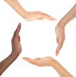 © oly5 - Conceptual symbol of multiracial human hands making a circle