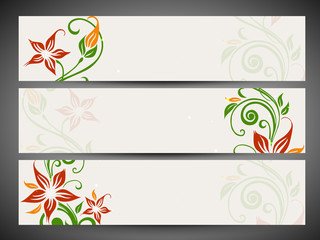 Wall Mural - Floral decorated website header and banner set. EPS 10.