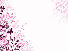 Vector Pink And Black Floral Background Backdrop With Hand Drawn