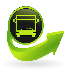 Poster - bouton transport en commun flêche verte