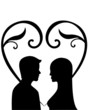 Silhouette of a woman and men in love vector